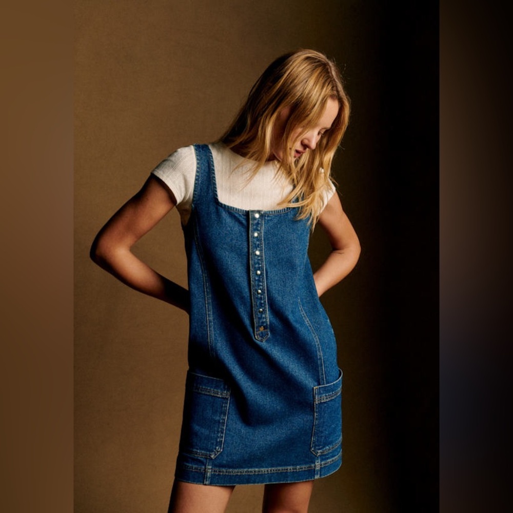 Sezane Denim Jumper Dress NWOT